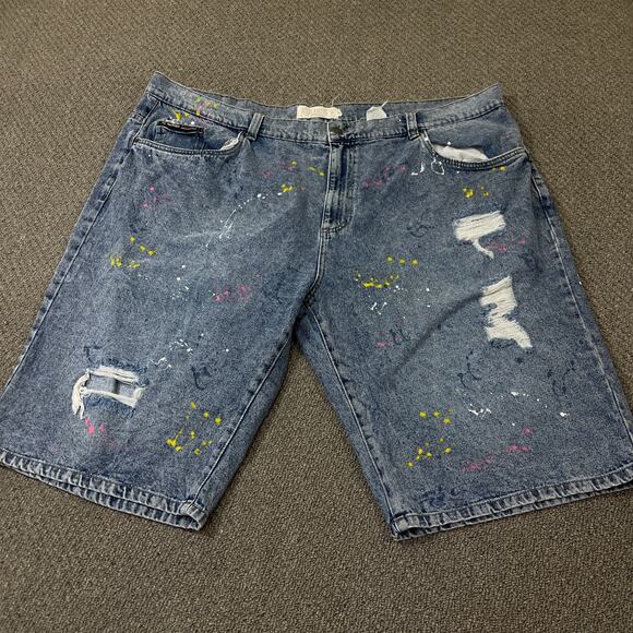 Akademiks Jeanius Jeans Mens Size 48 Splatter Distressed Jean Multicolor Paint - Picture 1 of 14